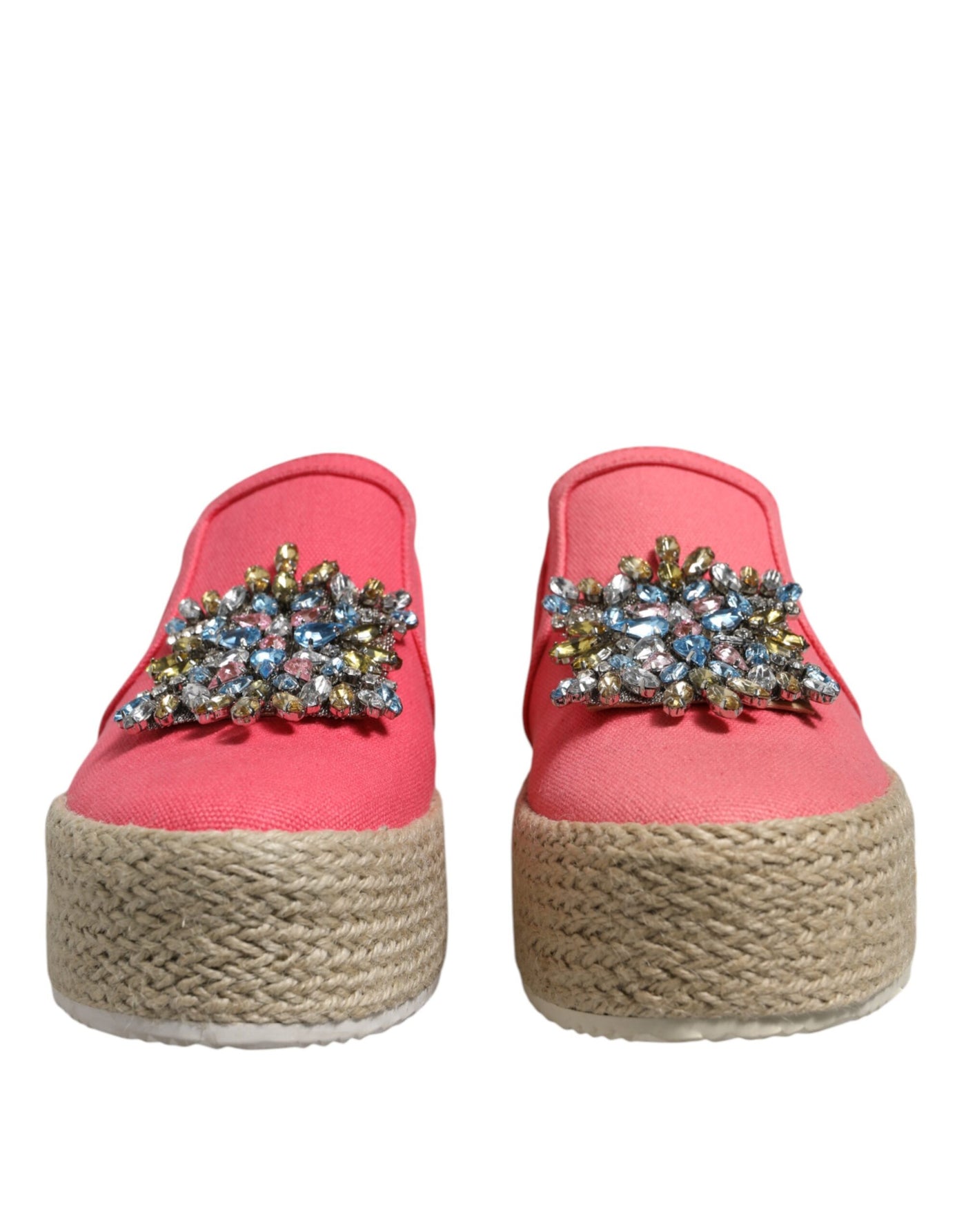 Twinset roze canvas instappers met kristallen