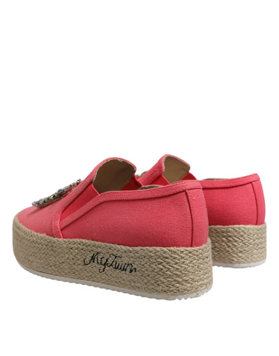 Twinset roze canvas instappers met kristallen