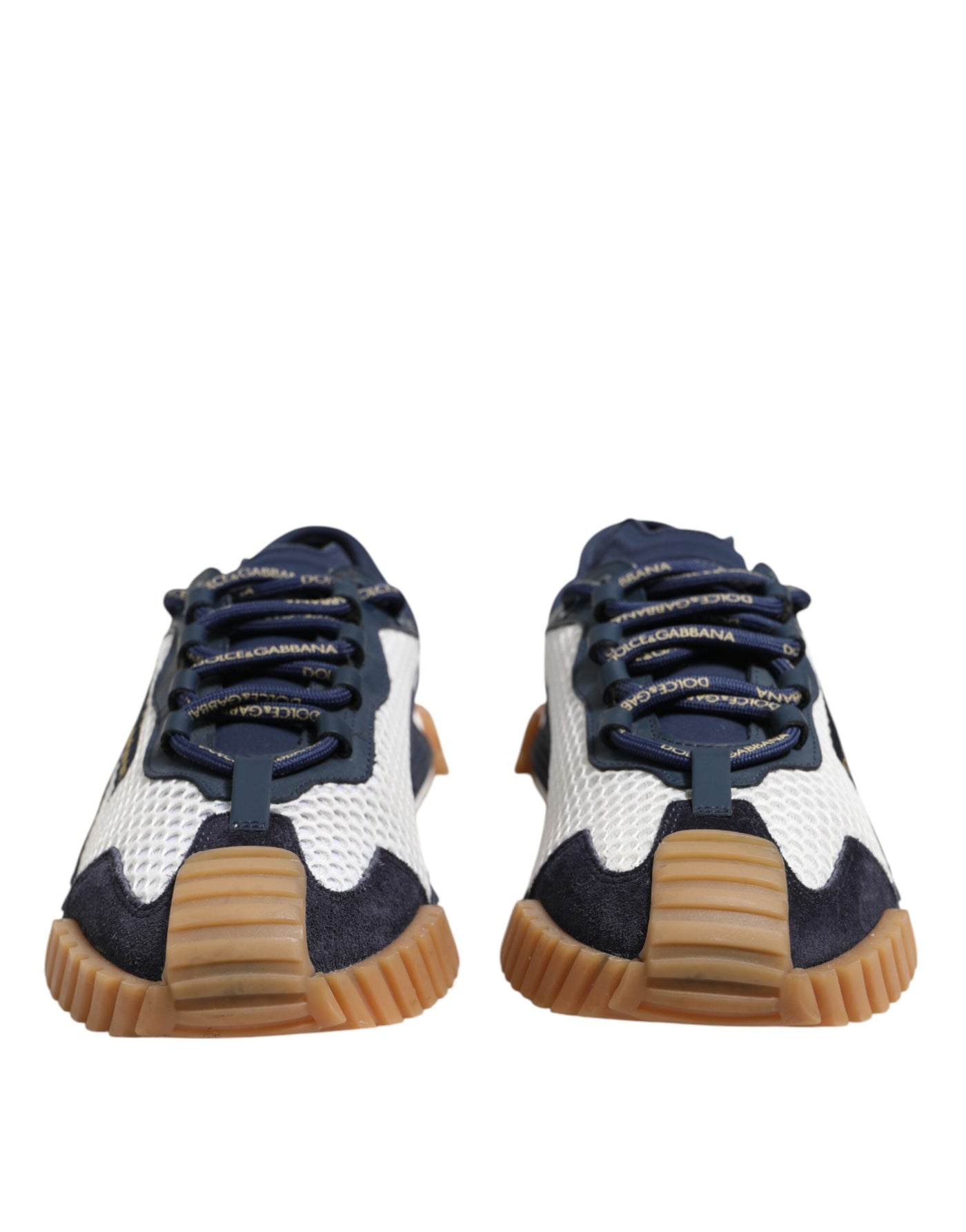 Dolce &amp; Gabbana Witte Blauwe Veterschoenen NS1 Sneakers