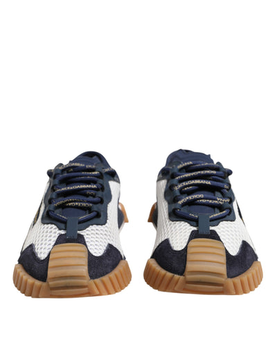 Dolce &amp; Gabbana Witte Blauwe Veterschoenen NS1 Sneakers