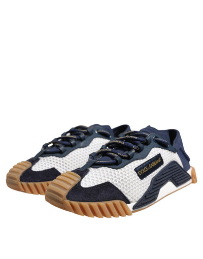 Dolce &amp; Gabbana Witte Blauwe Veterschoenen NS1 Sneakers