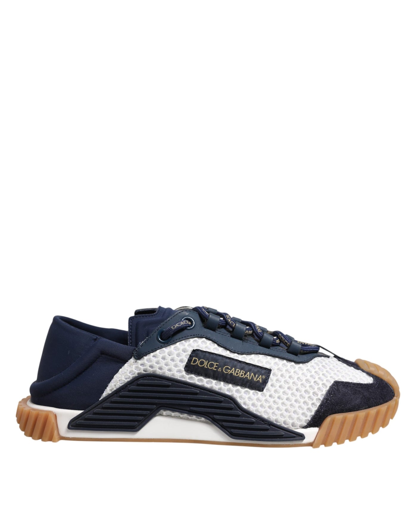 Dolce &amp; Gabbana Witte Blauwe Veterschoenen NS1 Sneakers