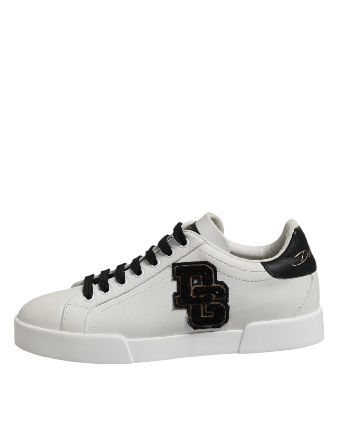 Dolce &amp; Gabbana Witte Zwarte Leren Veterschoenen