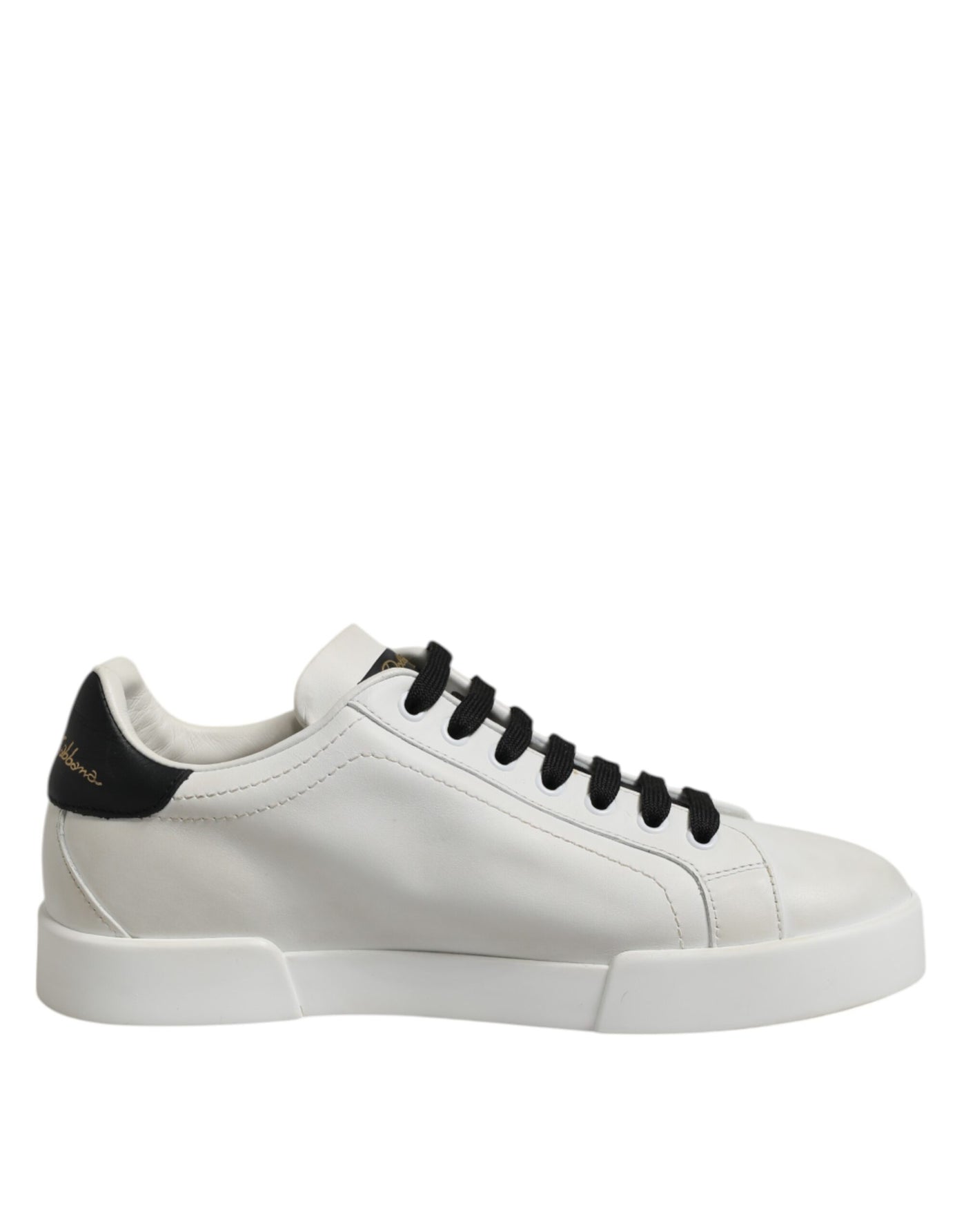 Dolce &amp; Gabbana Witte Zwarte Leren Veterschoenen