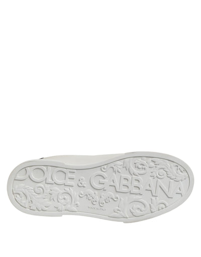 Dolce &amp; Gabbana Witte Zwarte Leren Veterschoenen