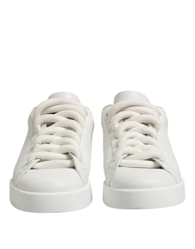 Dolce &amp; Gabbana Witte Logo Veterschoenen Lage Top Heren Sneakers Schoenen