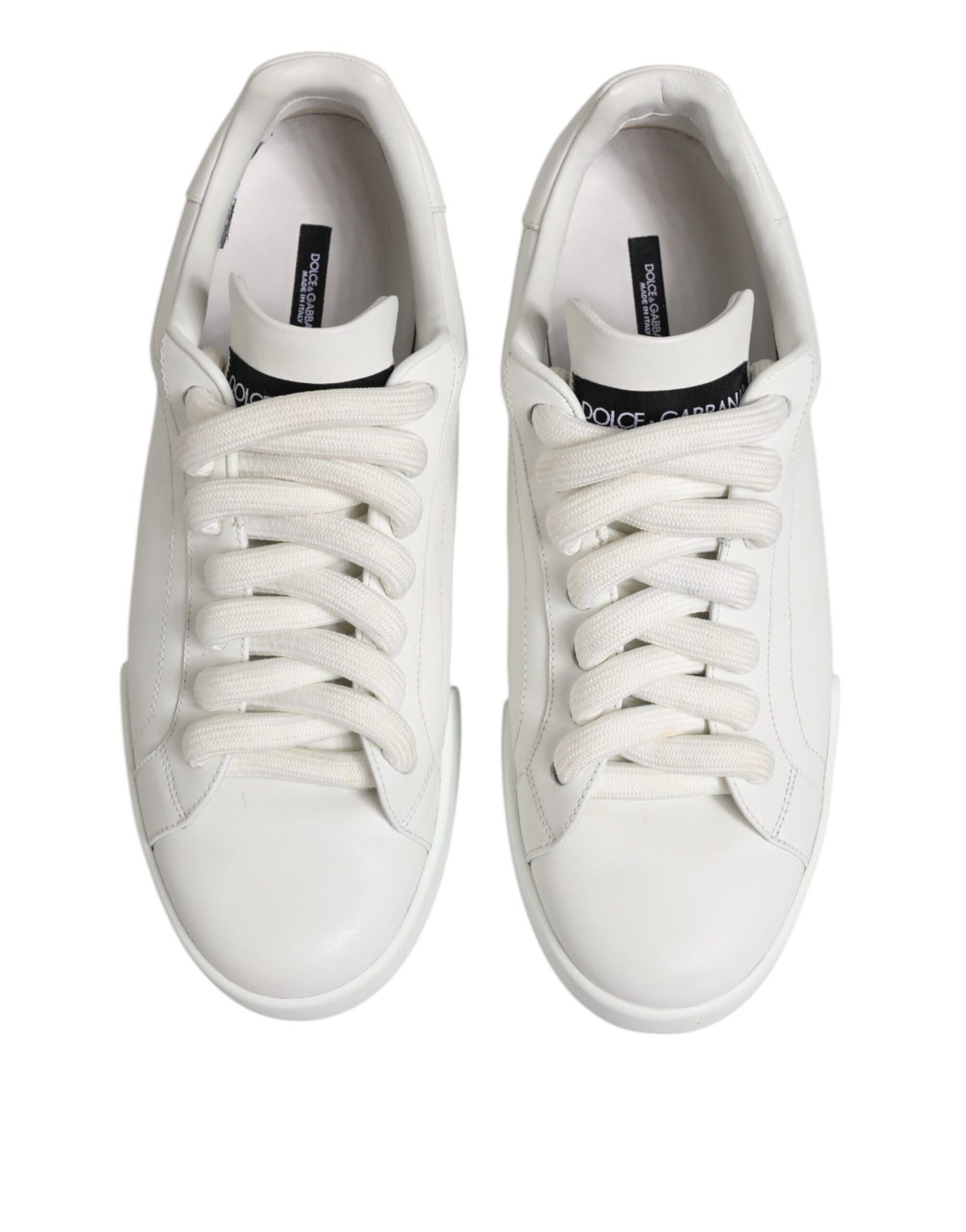 Dolce &amp; Gabbana Witte Logo Veterschoenen Lage Top Heren Sneakers Schoenen
