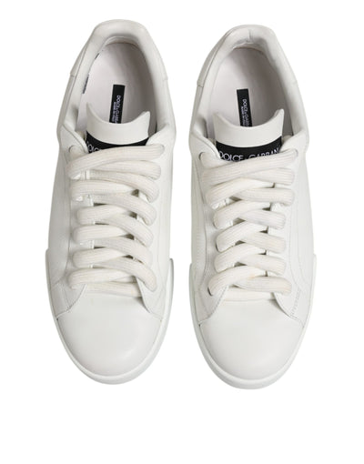 Dolce &amp; Gabbana Witte Logo Veterschoenen Lage Top Heren Sneakers Schoenen