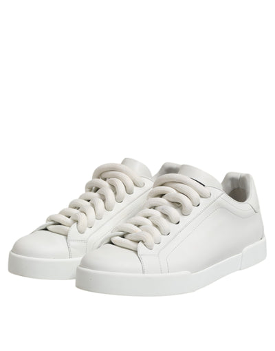 Dolce &amp; Gabbana Witte Logo Veterschoenen Lage Top Heren Sneakers Schoenen