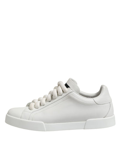 Dolce &amp; Gabbana Witte Logo Veterschoenen Lage Top Heren Sneakers Schoenen