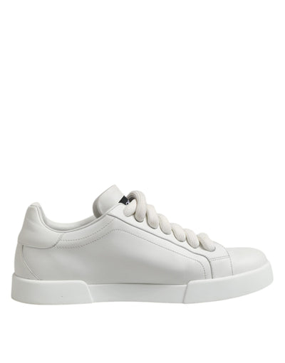 Dolce &amp; Gabbana Witte Logo Veterschoenen Lage Top Heren Sneakers Schoenen
