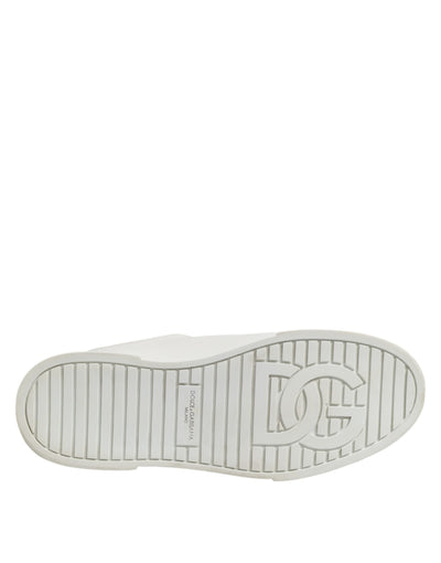 Dolce &amp; Gabbana Witte Logo Veterschoenen Lage Top Heren Sneakers Schoenen