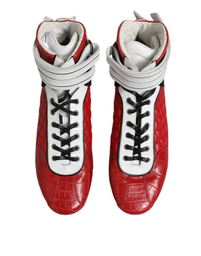 Dolce &amp; Gabbana rode gewatteerde leren veterschoenen