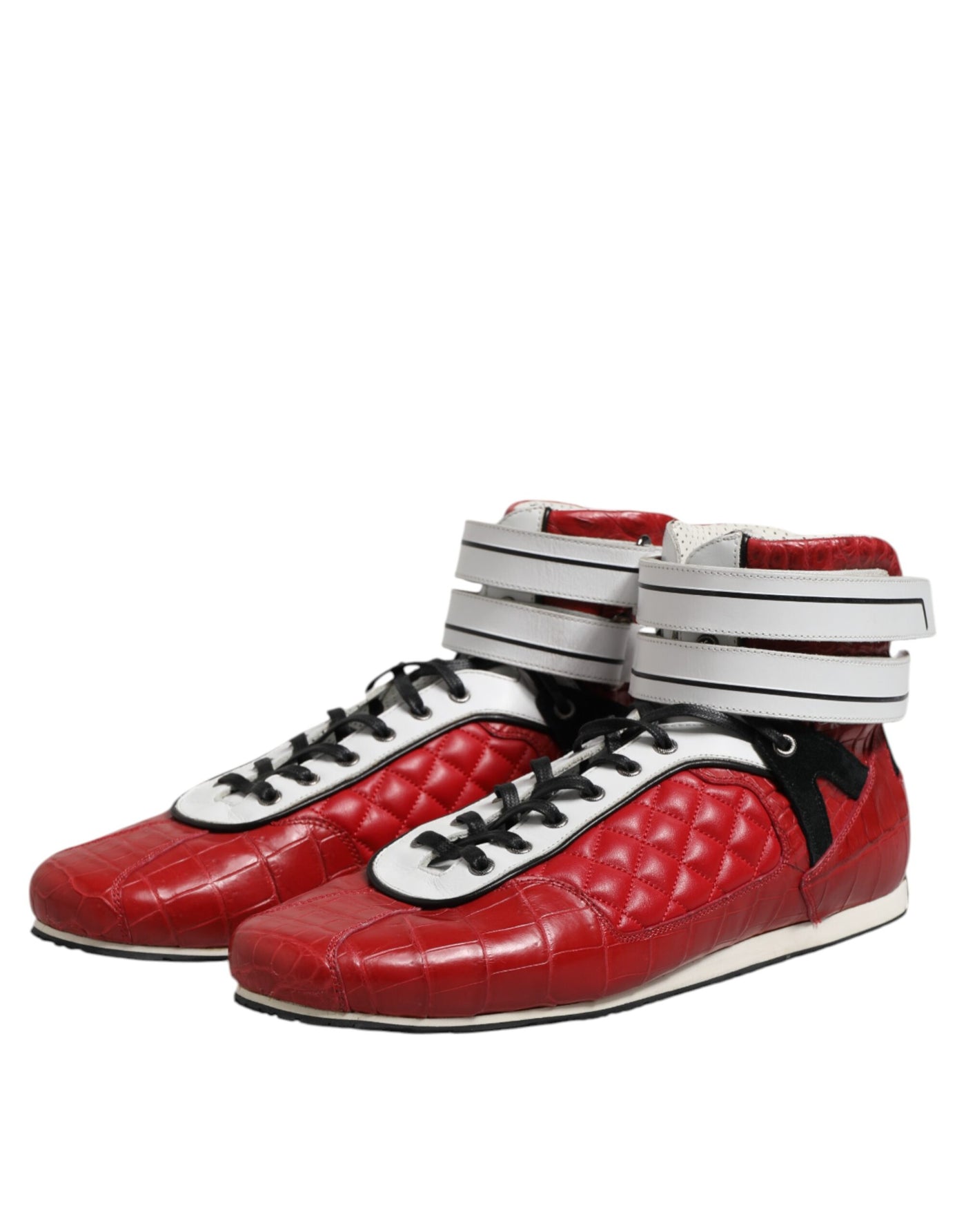 Dolce &amp; Gabbana rode gewatteerde leren veterschoenen