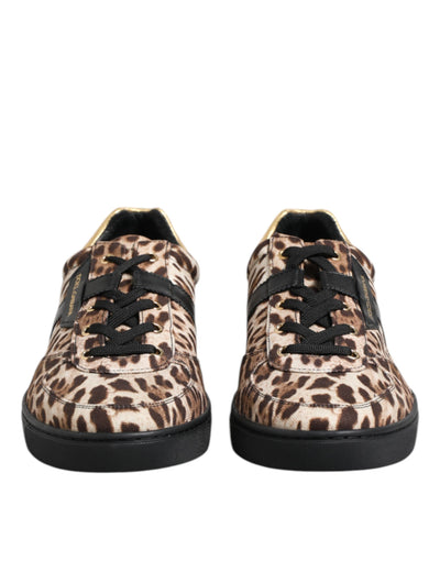 Dolce &amp; Gabbana Bruine Luipaard Logo Print Katoenen Sneakers Schoenen