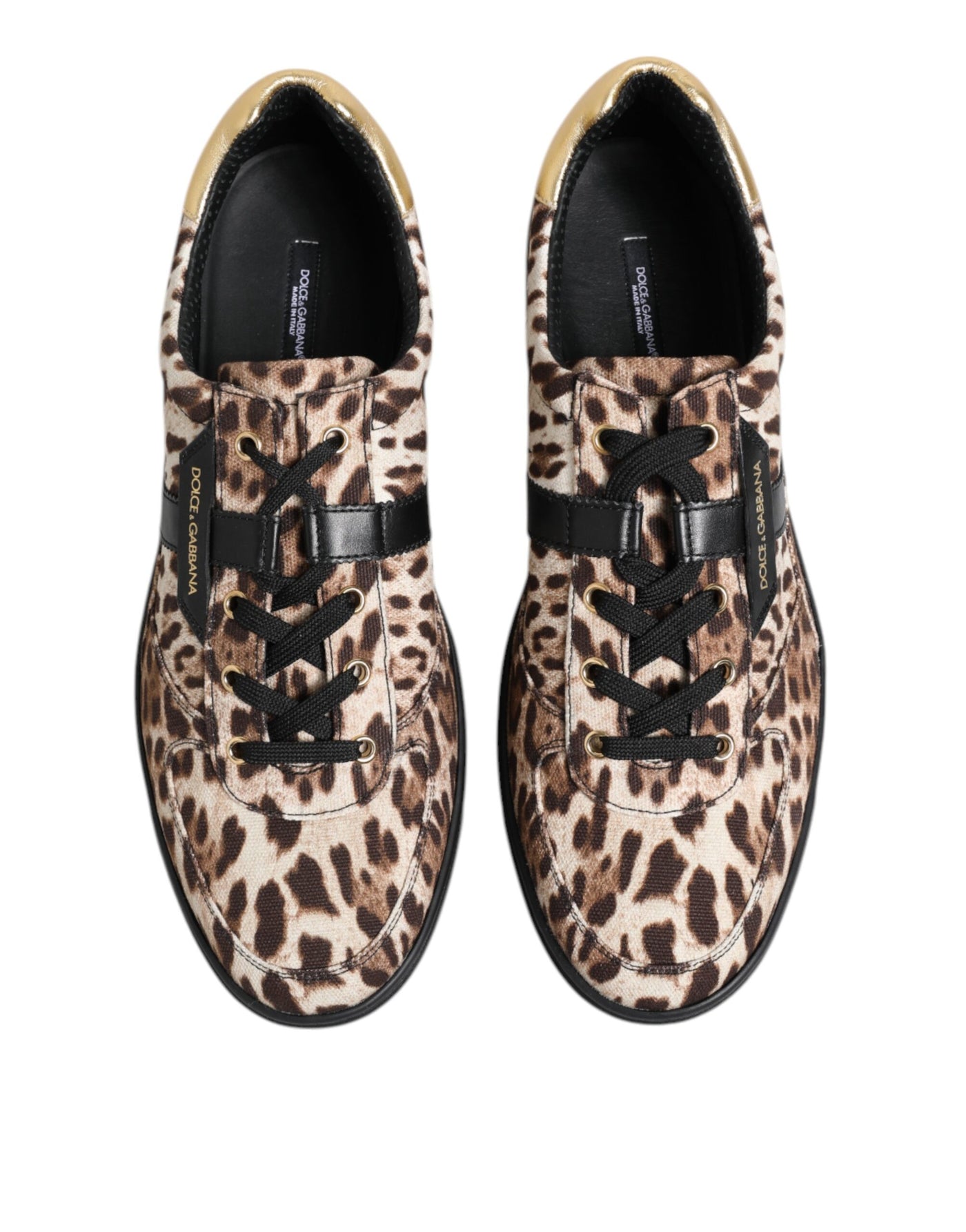 Dolce &amp; Gabbana Bruine Luipaard Logo Print Katoenen Sneakers Schoenen