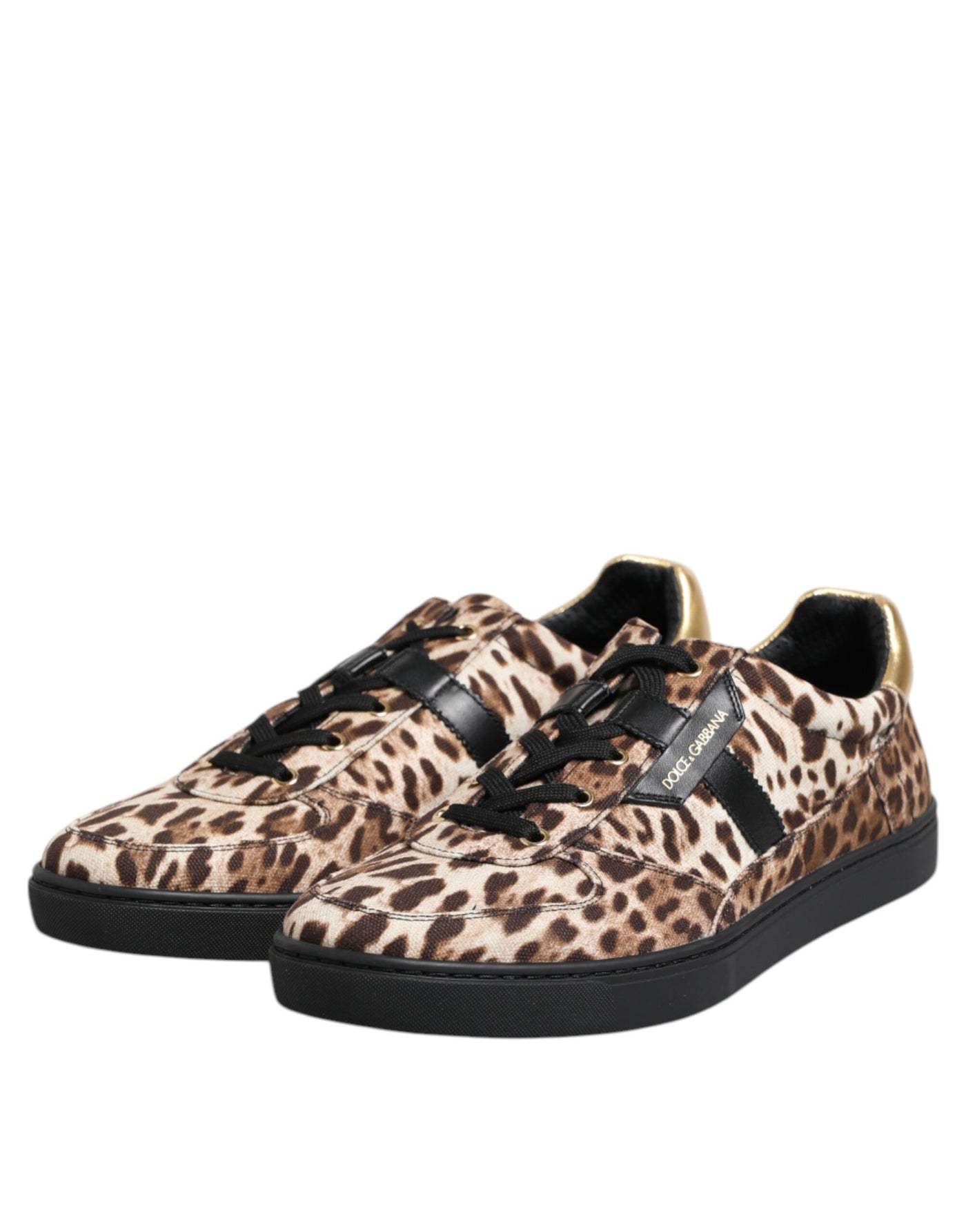 Dolce &amp; Gabbana Bruine Luipaard Logo Print Katoenen Sneakers Schoenen