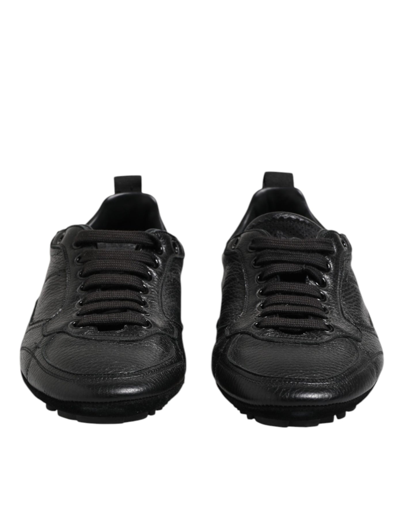 Dolce &amp; Gabbana zwarte leren veterschoenen met lage bovenkant