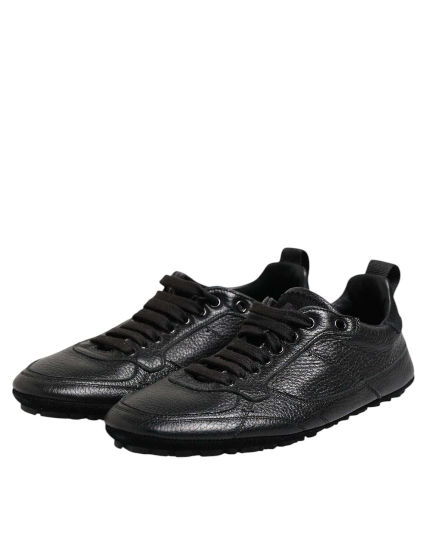 Dolce &amp; Gabbana zwarte leren veterschoenen met lage bovenkant
