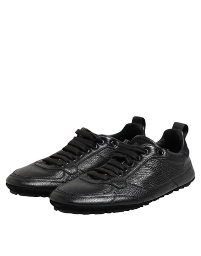 Dolce &amp; Gabbana zwarte leren veterschoenen met lage bovenkant