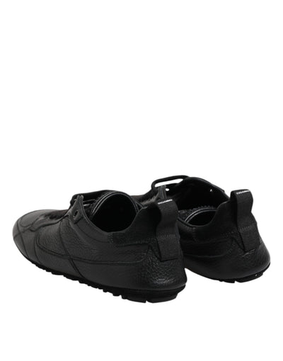 Dolce &amp; Gabbana zwarte leren veterschoenen met lage bovenkant