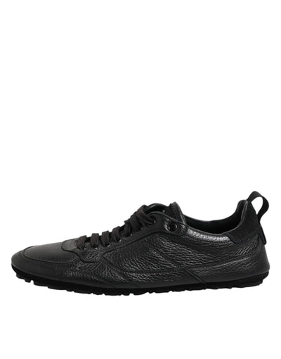Dolce &amp; Gabbana zwarte leren veterschoenen met lage bovenkant