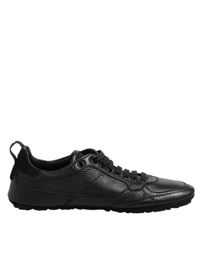 Dolce &amp; Gabbana zwarte leren veterschoenen met lage bovenkant