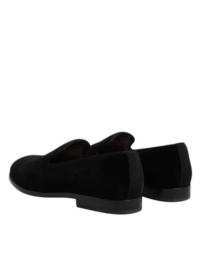 Dolce &amp; Gabbana Zwarte Fluwelen Slip-On Loafers Formele Schoenen