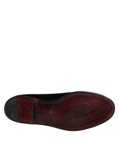 Dolce &amp; Gabbana Zwarte Fluwelen Slip-On Loafers Formele Schoenen