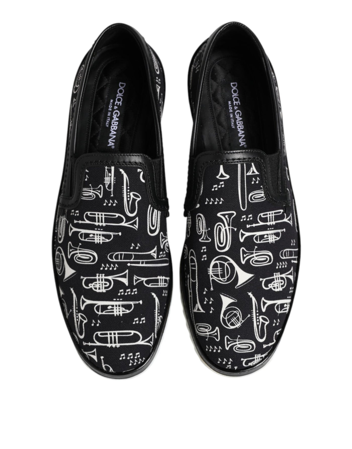 Dolce &amp; Gabbana Zwarte Slip On Bedrukte Heren Loafers Schoenen