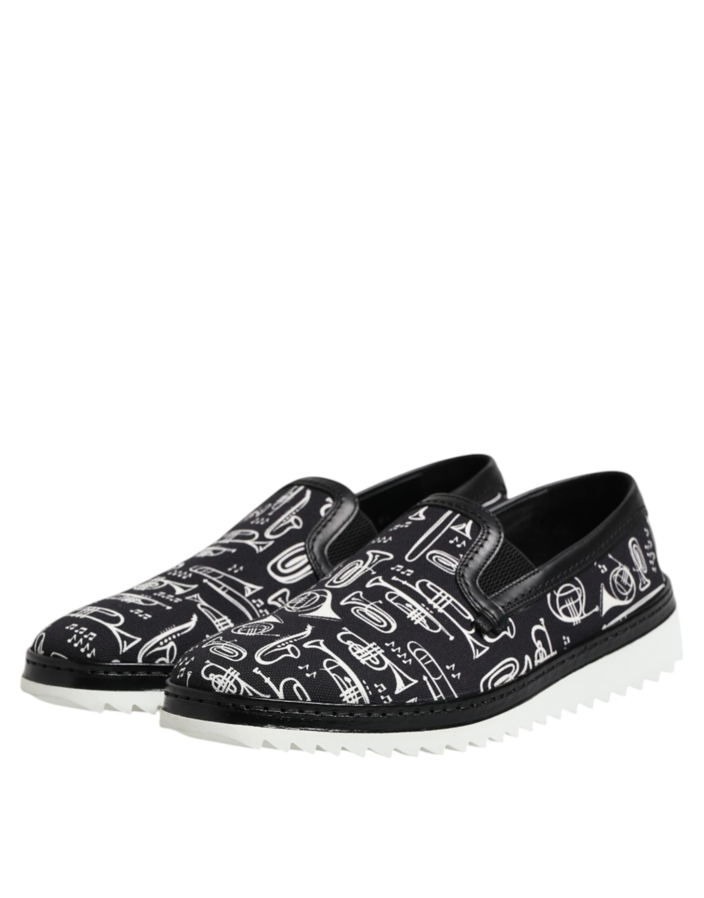 Dolce &amp; Gabbana Zwarte Slip On Bedrukte Heren Loafers Schoenen
