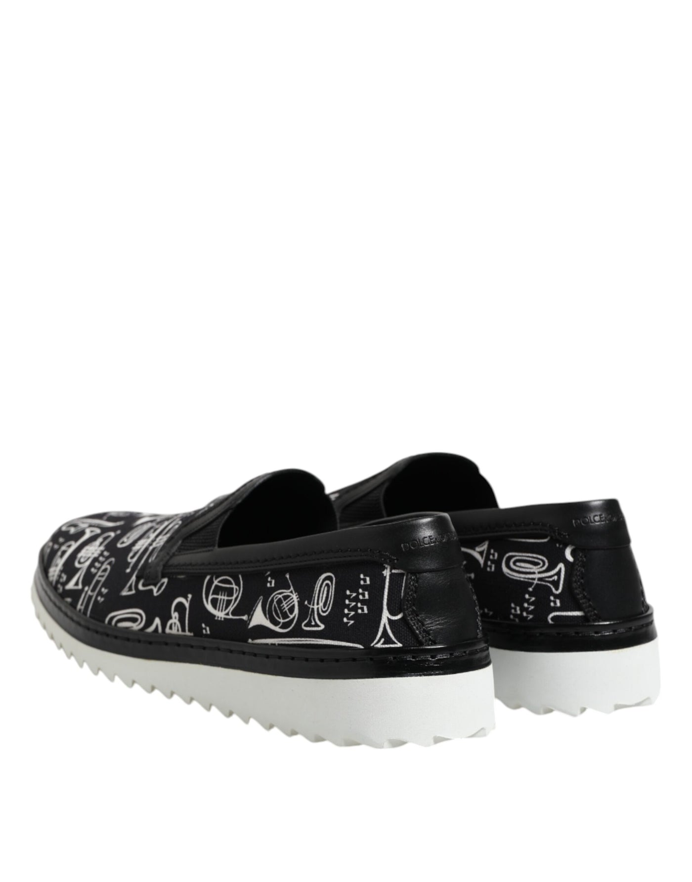 Dolce &amp; Gabbana Zwarte Slip On Bedrukte Heren Loafers Schoenen