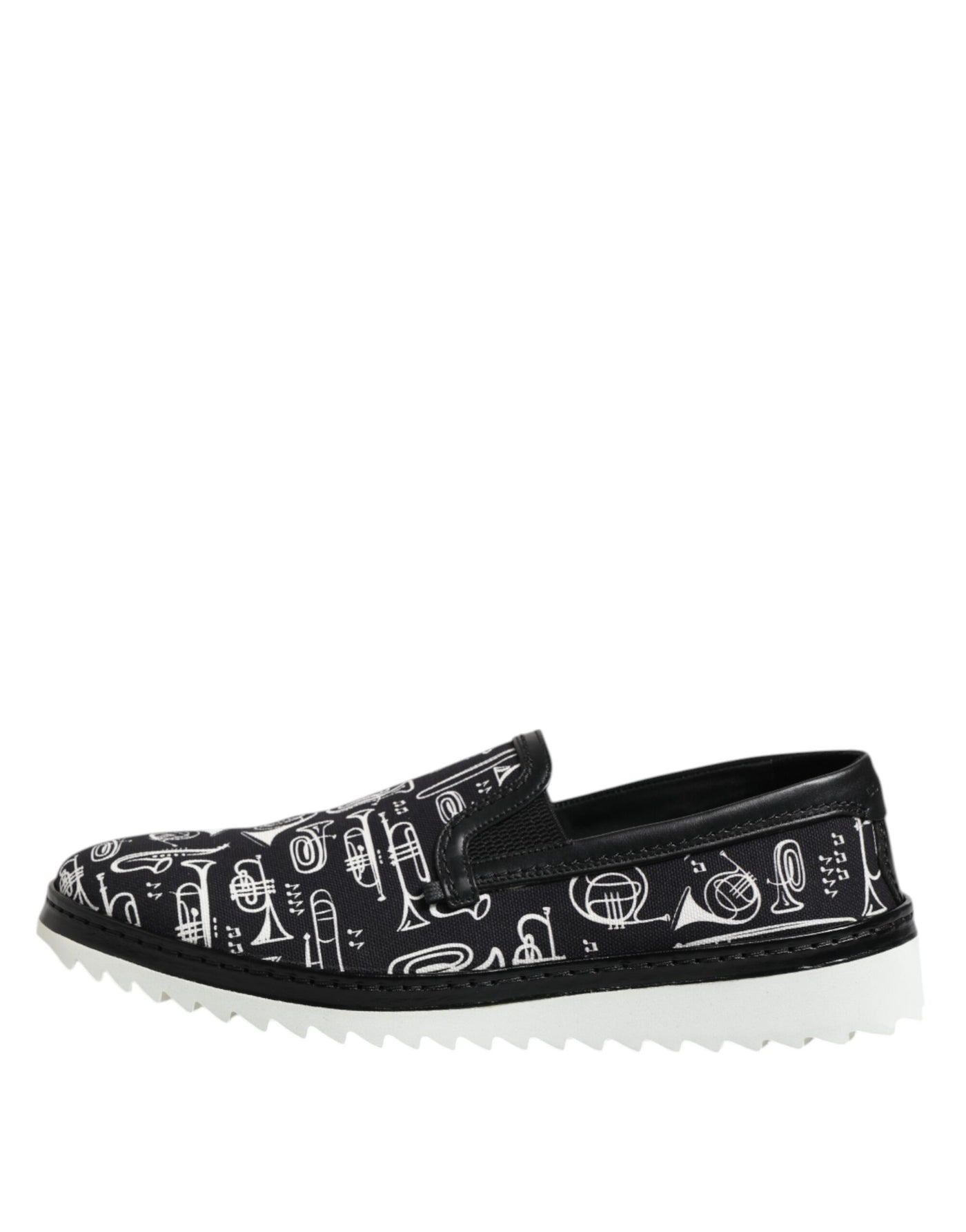 Dolce &amp; Gabbana Zwarte Slip On Bedrukte Heren Loafers Schoenen