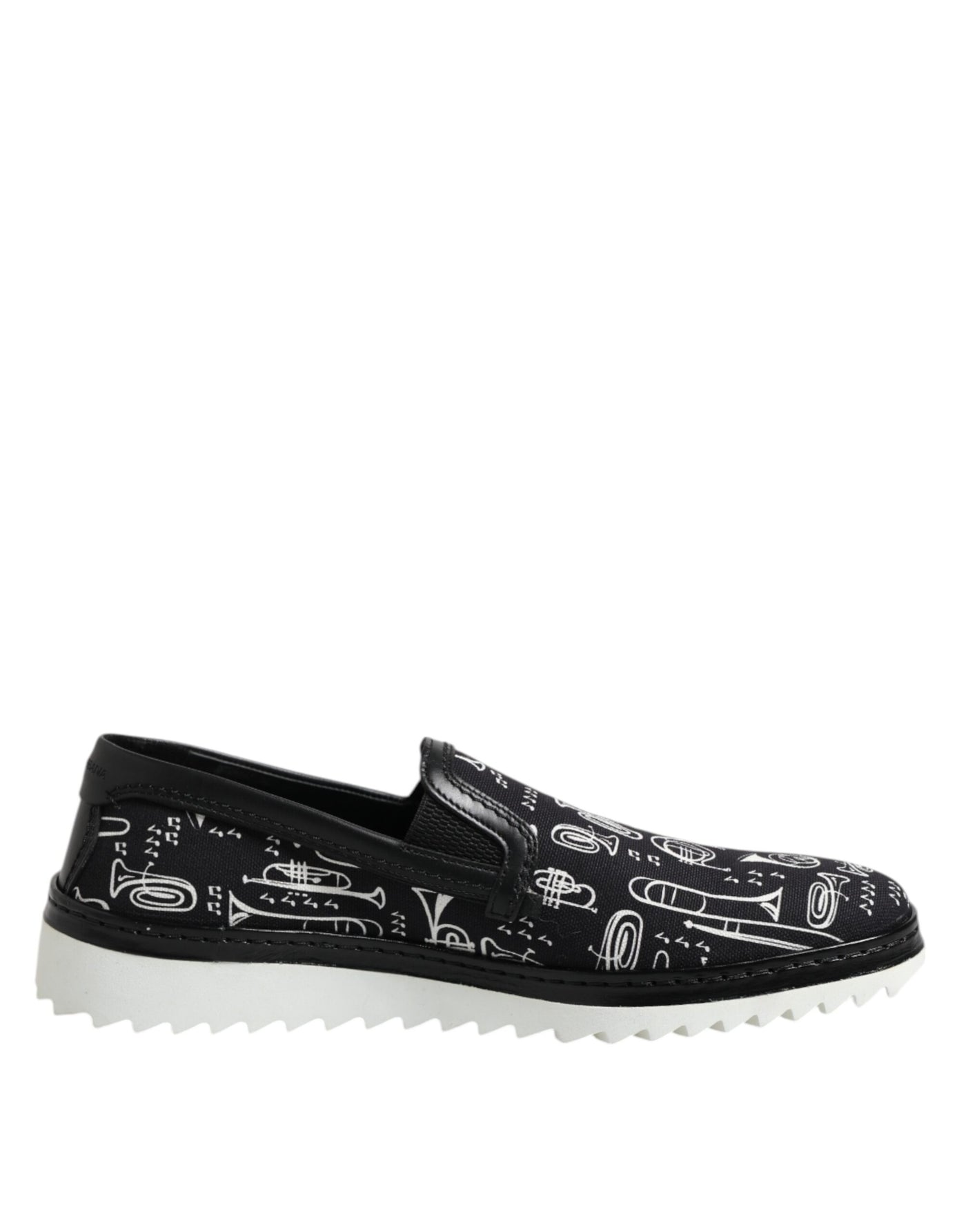 Dolce &amp; Gabbana Zwarte Slip On Bedrukte Heren Loafers Schoenen