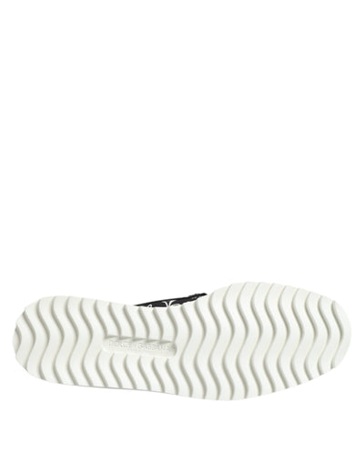 Dolce &amp; Gabbana Zwarte Slip On Bedrukte Heren Loafers Schoenen