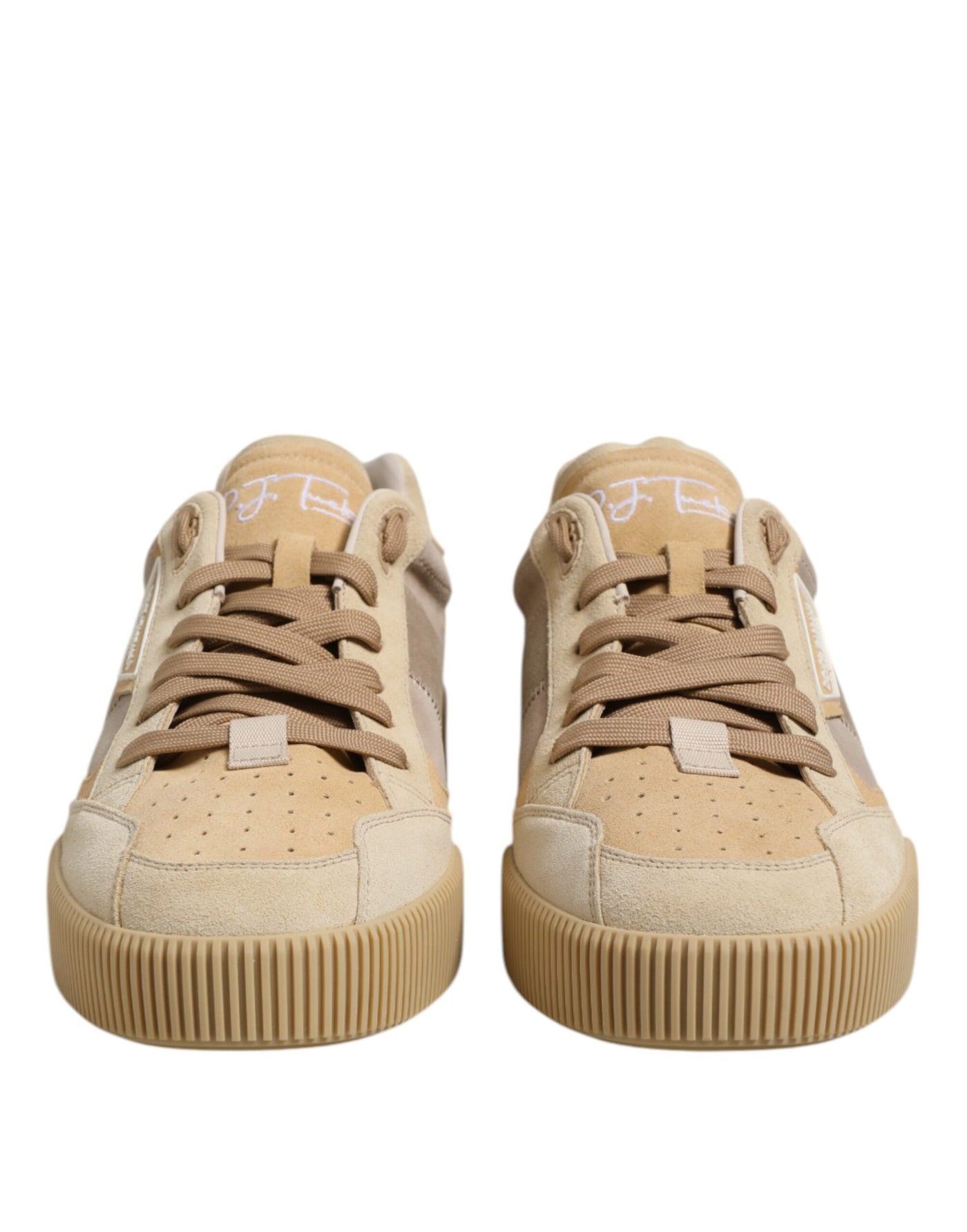 Dolce &amp; Gabbana beige leren lage veterschoenen