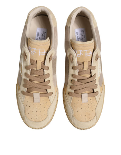 Dolce &amp; Gabbana beige leren lage veterschoenen