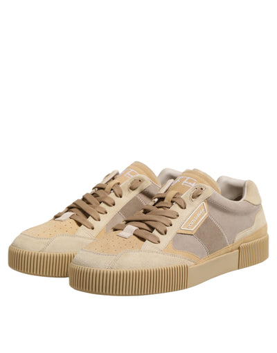 Dolce &amp; Gabbana beige leren lage veterschoenen