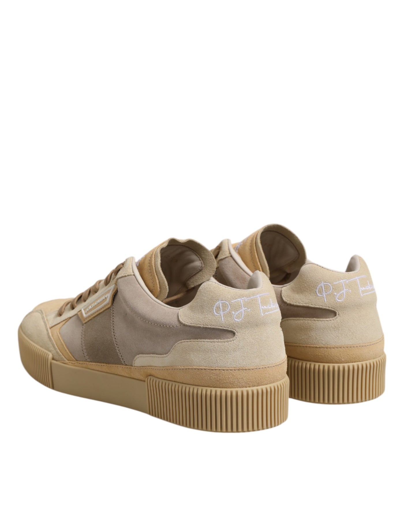 Dolce &amp; Gabbana beige leren lage veterschoenen