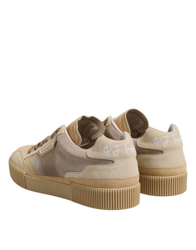 Dolce &amp; Gabbana beige leren lage veterschoenen