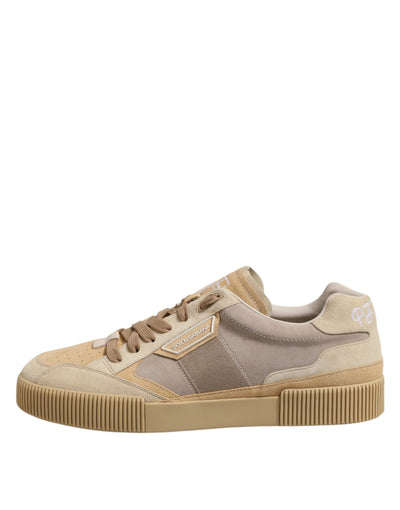 Dolce &amp; Gabbana beige leren lage veterschoenen