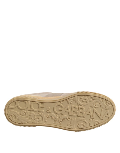 Dolce &amp; Gabbana beige leren lage veterschoenen