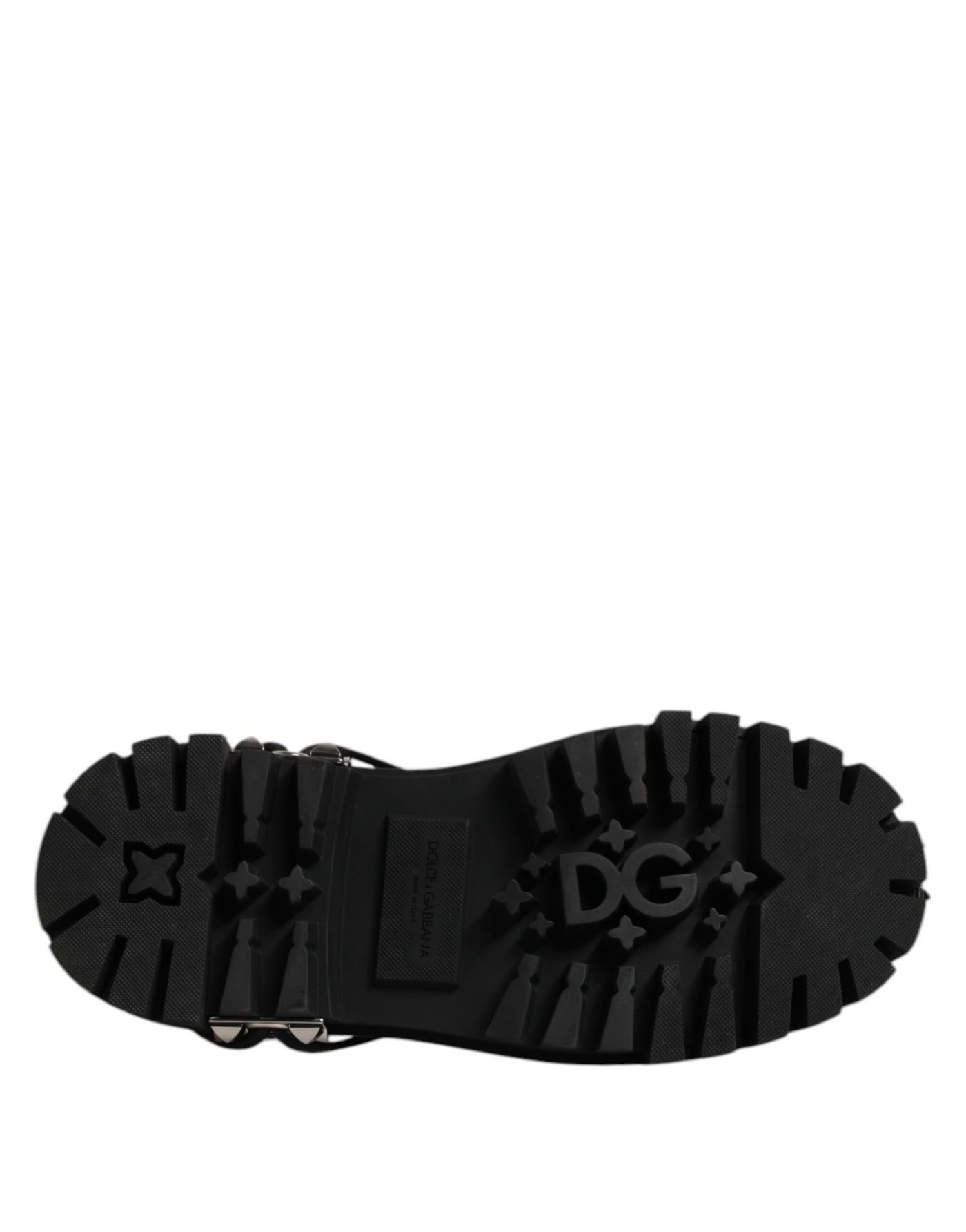 Dolce &amp; Gabbana Zwarte Leren Versierde Trekking Derby Schoenen