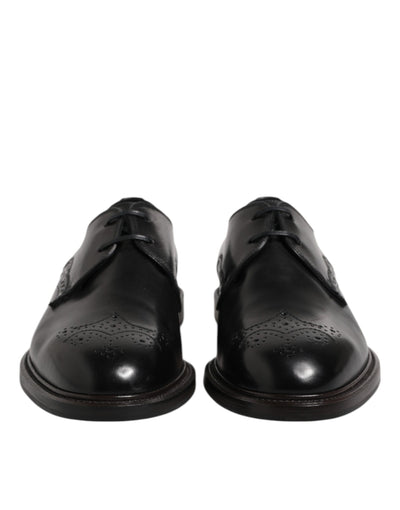 Dolce &amp; Gabbana Zwarte Leren Derby Wingtip Formele Schoenen
