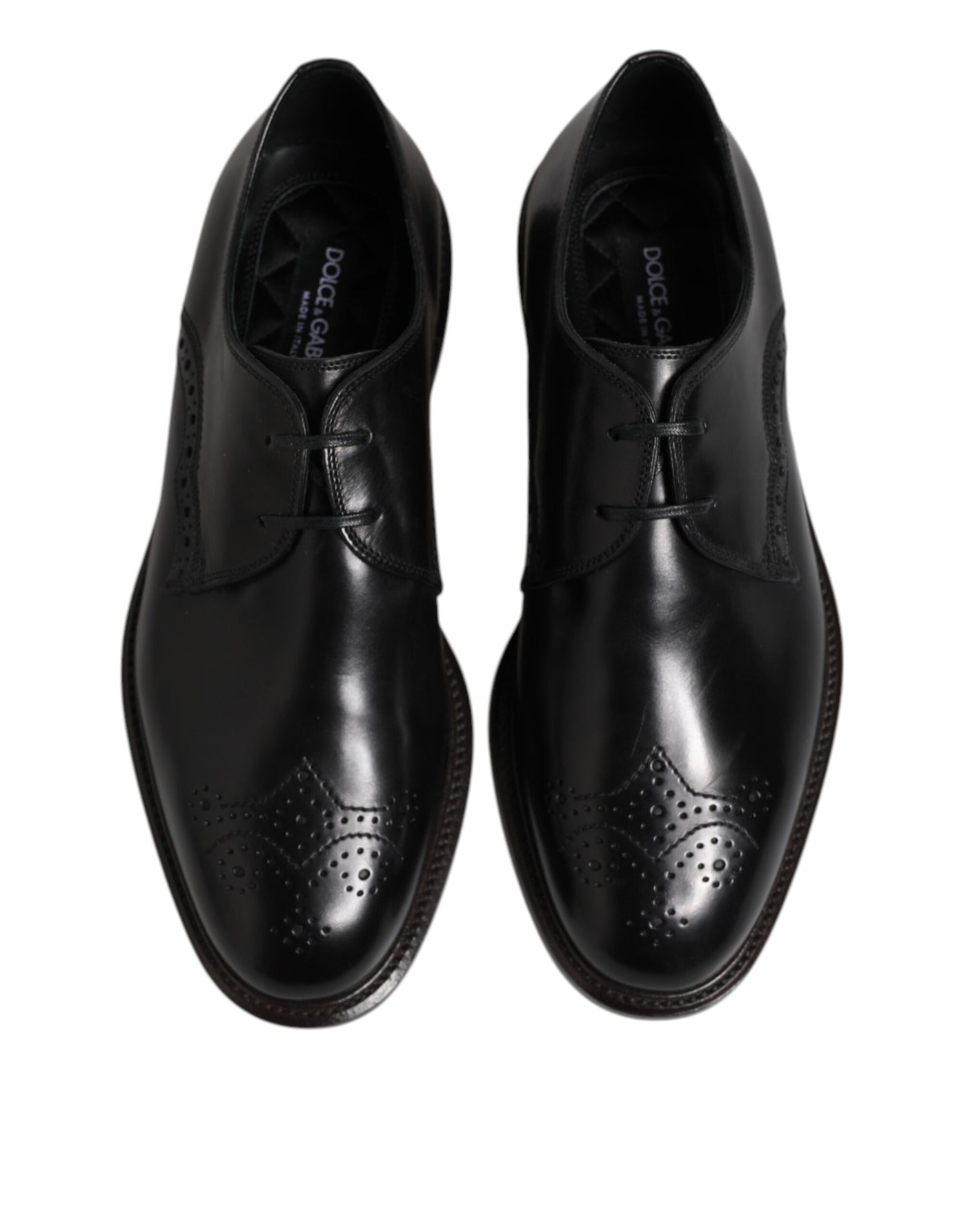 Dolce &amp; Gabbana Zwarte Leren Derby Wingtip Formele Schoenen