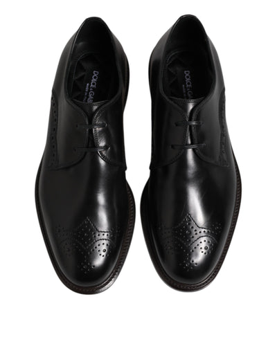 Dolce &amp; Gabbana Zwarte Leren Derby Wingtip Formele Schoenen