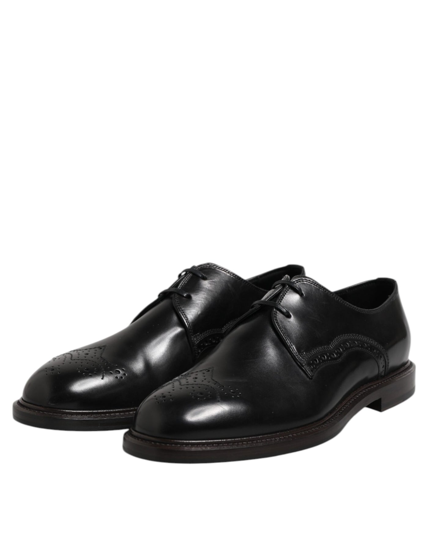 Dolce &amp; Gabbana Zwarte Leren Derby Wingtip Formele Schoenen