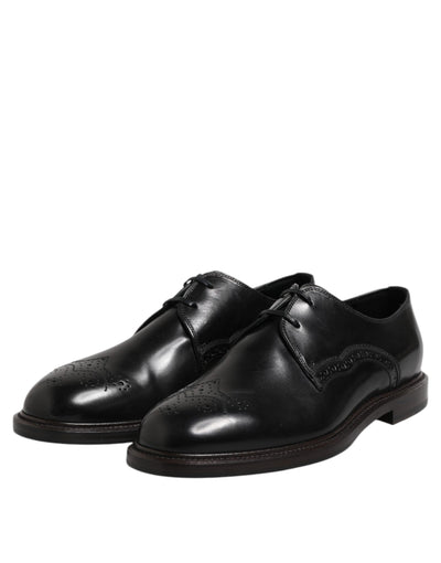 Dolce &amp; Gabbana Zwarte Leren Derby Wingtip Formele Schoenen
