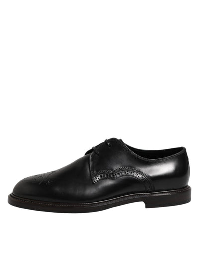 Dolce &amp; Gabbana Zwarte Leren Derby Wingtip Formele Schoenen