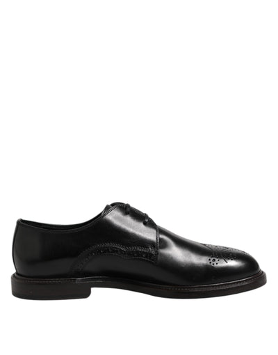 Dolce &amp; Gabbana Zwarte Leren Derby Wingtip Formele Schoenen